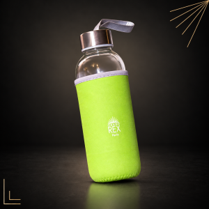 Gourde en verre et acier inoxydable "Grand Rex" (400ml) - Verte