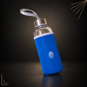 Gourde en verre et acier inoxydable "Grand Rex" (400ml) - Bleue