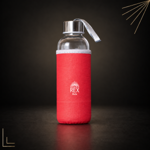 Gourde en verre et acier inoxydable "Grand Rex" (400ml) - Rouge