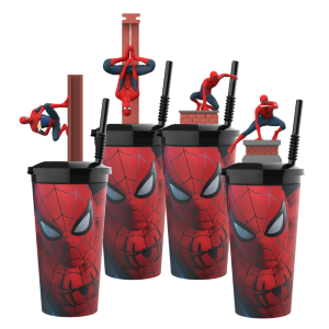Lots de 4 cups avec pailles et figurines